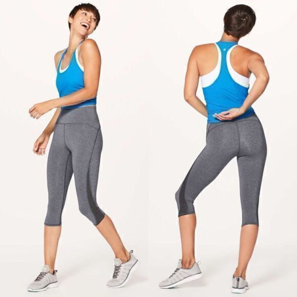 Lululemon Train Times Crop (17" ) in Heathered Black Size 6